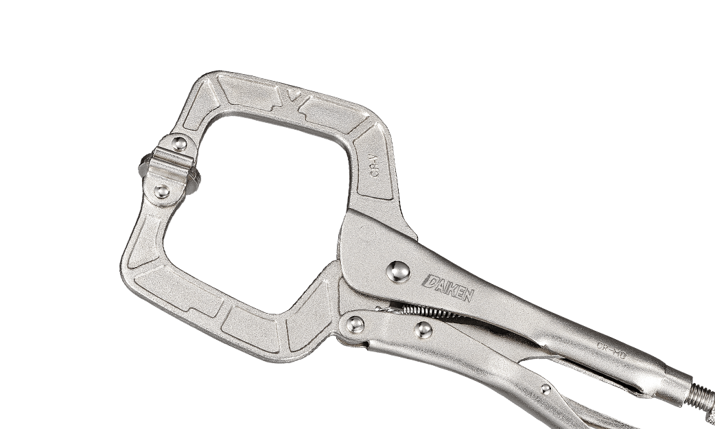 Feststellbare C-Klemme mit drehbaren Pads